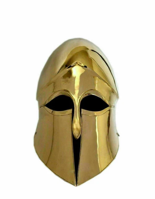 Steel & Brass Coated Medieval Greek Corinthian Helmet 18Ga Museum Larp Decor