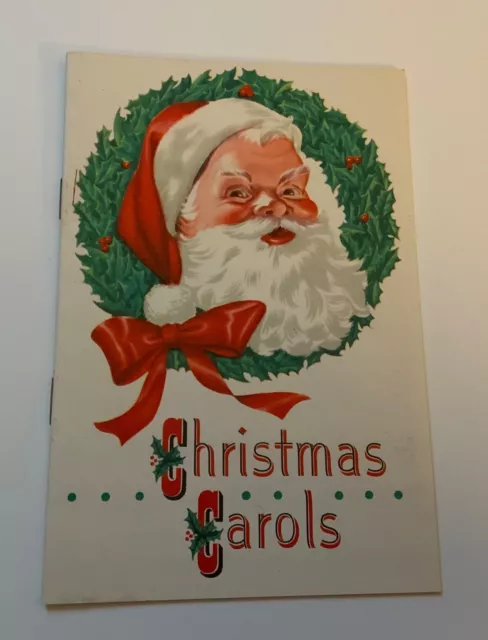 VTG Christmas Carol Booklet 1950’s Security Trust Company NY Santa in Wreath