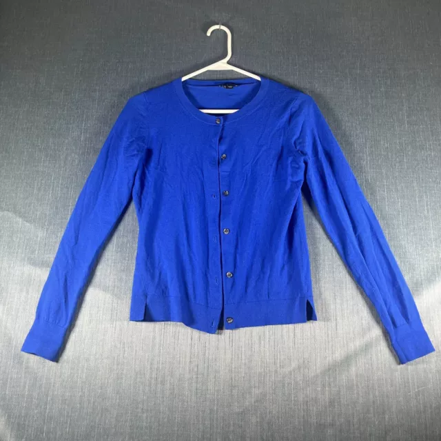 Theory Womens Cardigan Blue Long Sleeve Button Closure Size M Wool Blend