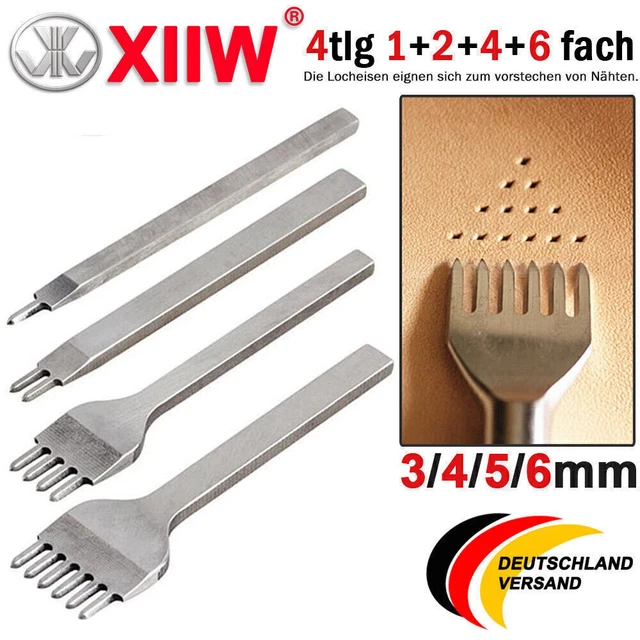 3/4/5/6mm Locher Leder Handwerk Werkzeuge DIY Stanzwerkzeug Set Loch Nähte Zinke