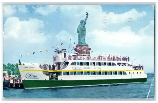 1966 Miss Liberty Line Statue Ferry Inc Battery Park Cruise New York NY Postcard