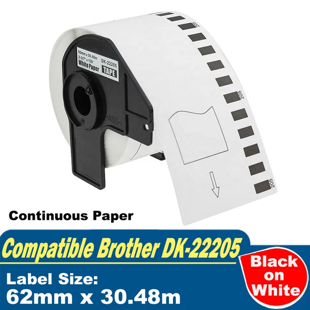 COMPATIBLE FOR BROTHER DK22205 Color Labels Continuous Length 62mm x 30