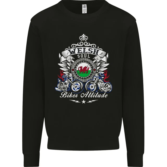 Welsh Soul Biker Attitude Bike Motorcycle Kids Sweatshirt Jumper