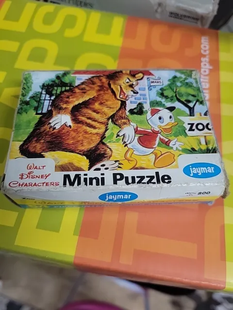 Vintage Walt Disney Mini Puzzle by Jaymar - Huey & Bear at Zoo,