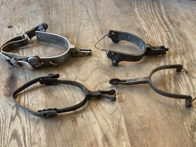 Vintage Lot of 4 Single Spurs Antique North Judd Kelly 315