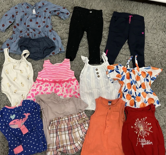 Baby Girl Clothes Lot Size 12 Months Pants Dress Swimsuit Rompers Carters