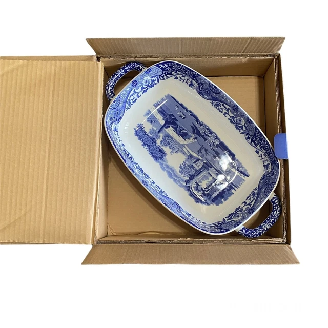 SPODE BLUE ITALIAN Handled Serving Dish Dishwasher, Microwave & Oven