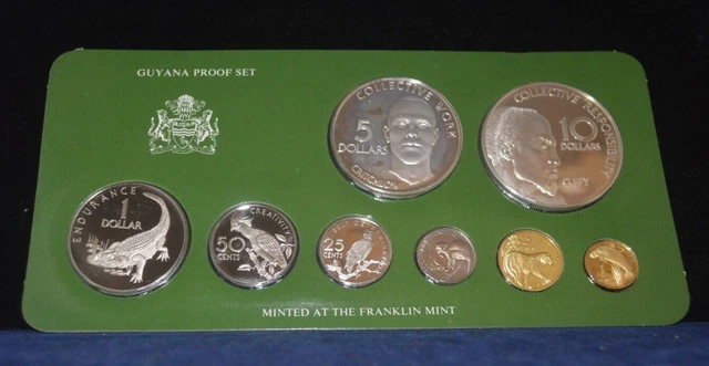 1976 Coinage of Guyana  Eight Coin Proof Set with COA