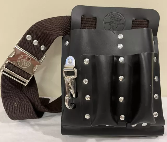 KLEIN TOOLS 5164 With Adjustable Brown Belt 8 Pocket Tool Pouch With Loop Tunnel