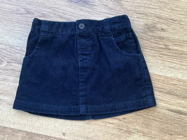 Girls JoJo Maman Bebe Navy Blue Bow Pockets Cord Mini Skirt 18-24 Months