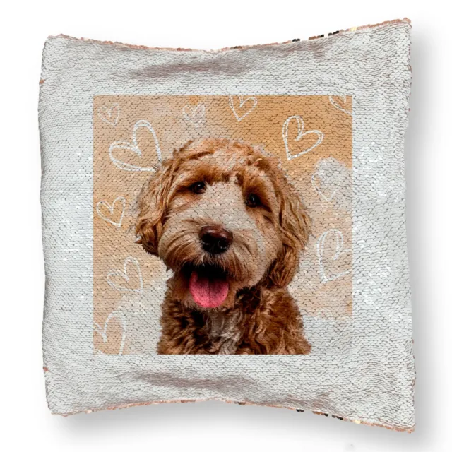 PERSONALISED 40cm Sequin Cushion Pillow Case Cover Photo Text CUSTOM PRINT UK