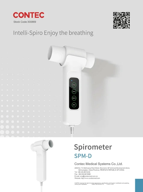 SPM-D CONTEC SPIROMETER Lung Breathing Diagnostic Device Spirometry+PC ...