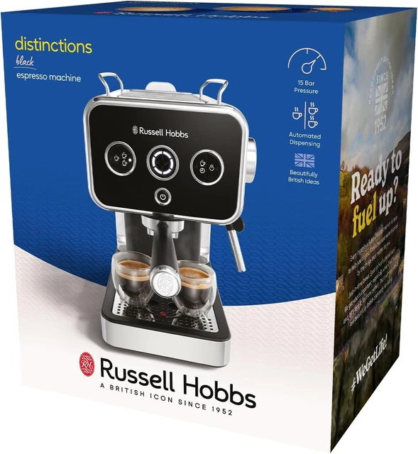 RUSSELL HOBBS DISTINCTIONS Espresso Coffee Machine 15 Bar Pump Pressure ...