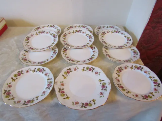 Duchess Bone China 12 Piece Tea Set Romance 11 Plates & Handled Cake Plate