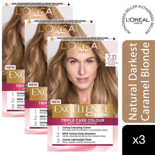 L'OREAL PARIS EXCELLENCE Creme Permanent Hair Dye, 7.31 Dark Caramel