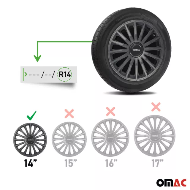 SPARCO Jeu Enjoliveurs de Roues 14 Pouces en ABS  Noir 4 piéces 3