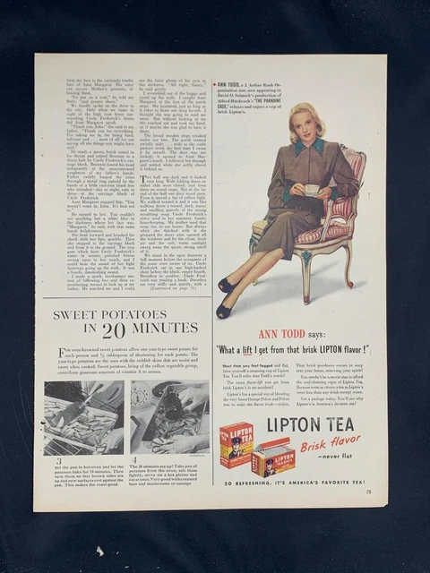 Magazine Ad* - 1948 - Lipton Tea - Ann Todd