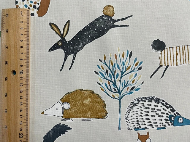 Country Life Fuchs Hirsch Igel blaugrün Baumwolle Vorhang/Römisches Jalousien/Polsterstoff 9