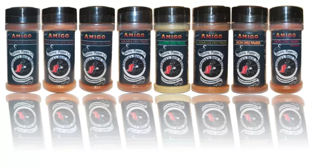 Chili Pepper Powder Gift Set Habanero Chipotle Jalapeño Ancho Hot Spice 8 Pack