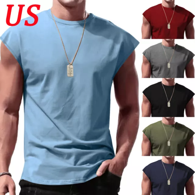 US Men Workout Tank Tops Bodybuilding Shirts Sleeveless Athletic Muscle T-shirt