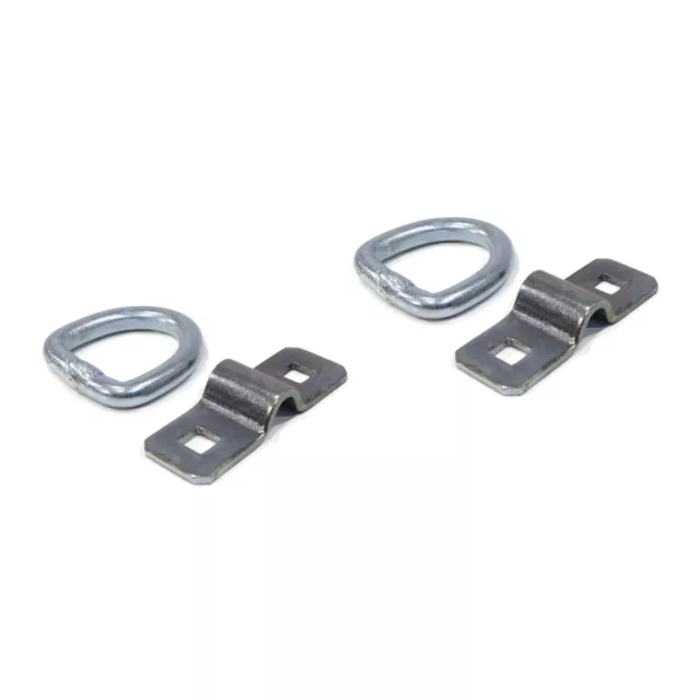 2-Pack 3/8" Steel D Rings & Brackets Tie Down Rope for Flatbed Trailer Camper RV