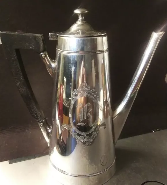 Vintage Wooden Handled Silverplated Tea Pot, Benedict Quadruple Plat