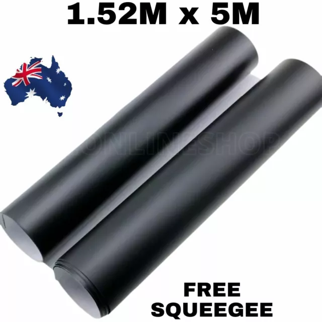 1.52M X 5M Matte Satin Black Car Vinyl Wrap Film Roll Sticker Decal Air Release