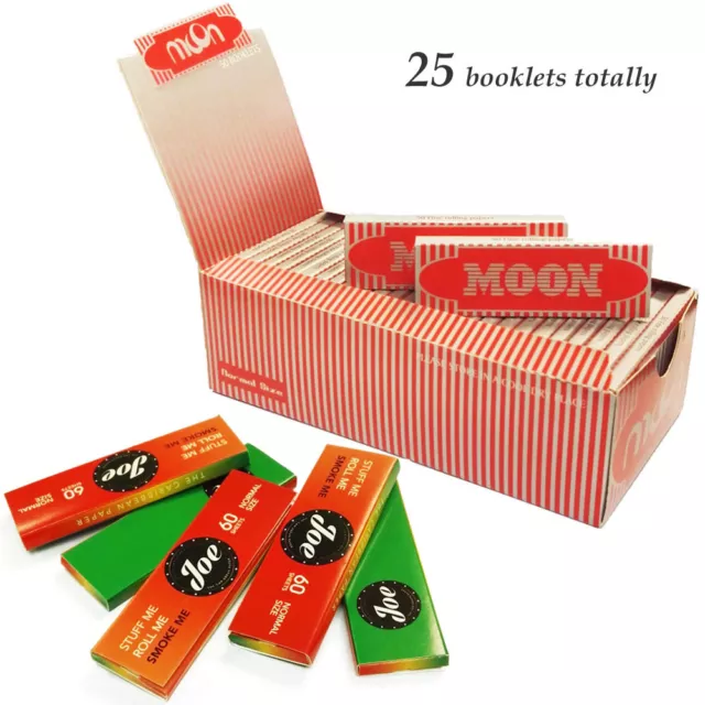 25 Booklets Moon Classic Red 70*36mm Cigarette Rolling Papers Wood Papers & Joe