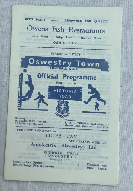 1972/73 Oswestry Town v Ormskirk Cheshire County League