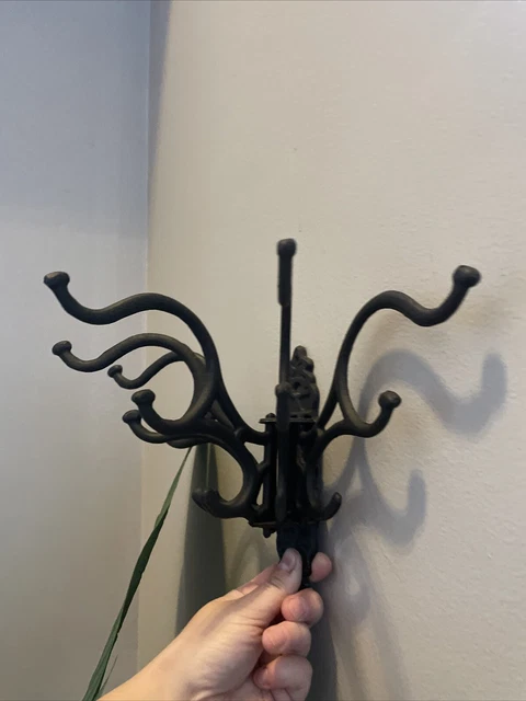 Antique Swivel Cast Iron Hook Hardware Hanger “5” Hooks
