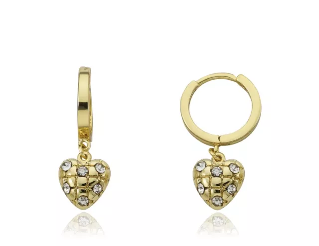 LMTS Crystal Heart Earrings - 14K Gold Plated, Hypoallergenic, Ages 4-14"