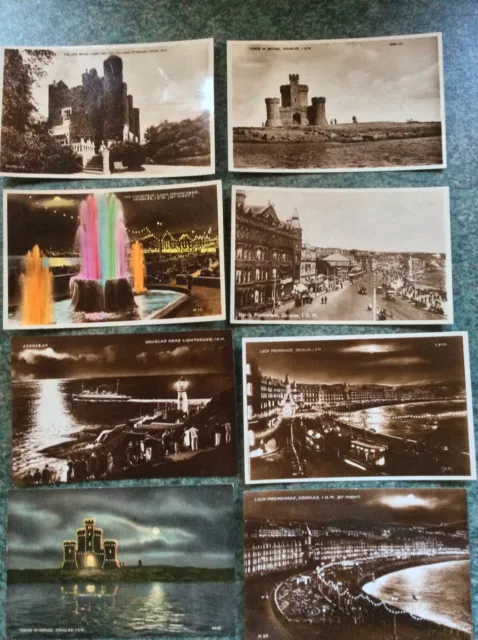 Isle of Man Selection Of 8 Vintage Postcards, Greeba Castle, Promenade & Others