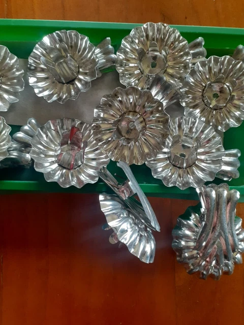 Lot De 10 Bobèches Argentées Anciennes - Pour Bougies Sapin De Noël - Vintage