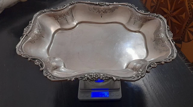 Vassoio antico in Argento punzone 800  ☆347 MI Cesellato a mano Peso 695,2g