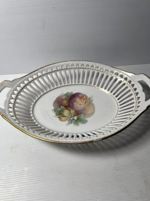 Bavaria Arzberg Bowl -lace fretwork , gold trim Fruit bowl VINTAGE