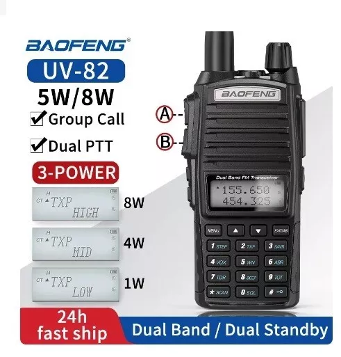Baofeng UV-82 ultima versione 8 watt, VHF-UHF, scanner, memorie, doppio ascolto
