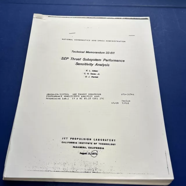 1973 Tech Memorandum SEP thrust Subsystem Performance- Jet Propulsion Lab