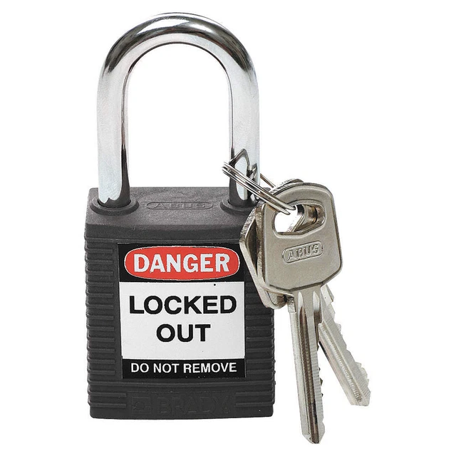 BRADY 123269 Lockout Padlock,KA,Black,1-3/4"H,PK3