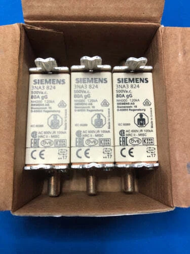 SIEMENS 3NA3 824 80A Fusibles / sicherrungseinsatz LV HRC fuse-link 3pcs