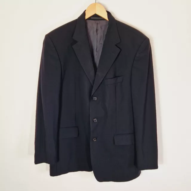 Vintage Hugo Boss Suit Blazer Mens 40 Black 100% Wool Angelico Parma Jacket