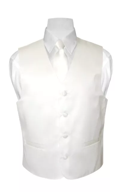 BOY'S Dress Vest & NeckTie Solid WHITE Color Neck Tie Set for Suit or Tuxedo