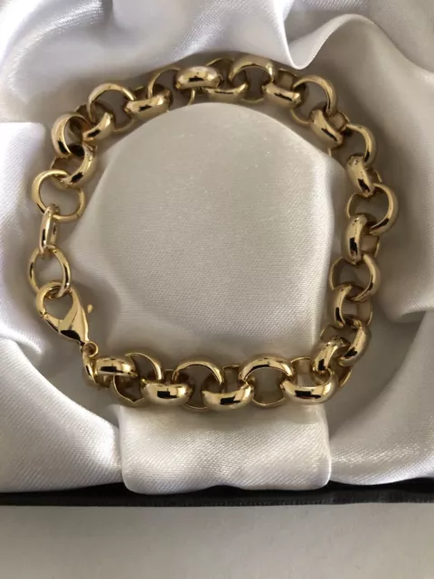 18k Mens Luxury Gold Filled Solid Belcher Bracelet Chain 10mm  FREE  Gift Box