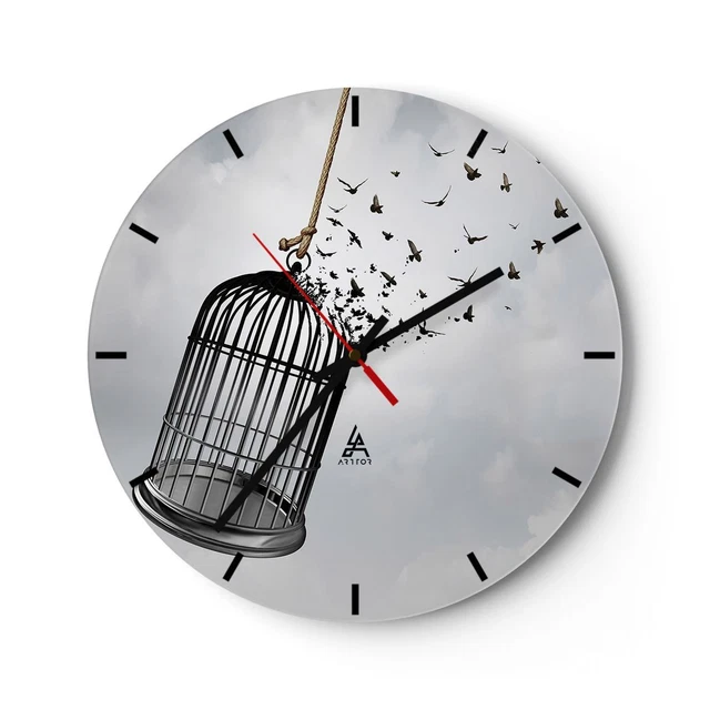Horloge Murale Silencieuse Coloray Sur Toile - 60x30cm - Oiseaux Et Animaux Sauvages