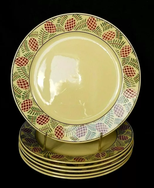6 assiettes plates Faïence de Sarreguemines décor pommes de pin Rethondes