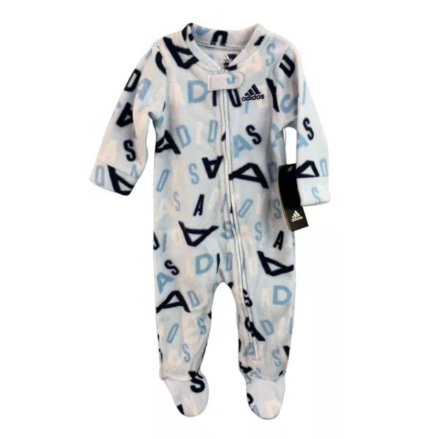 6 Months Adidas Infant Boys Light Blue One Piece Fleece Coverall Outfit Footed N