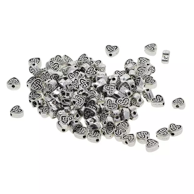 100 Stück tibetische Silberlegierung Herzform Spacer Perlen Charms DIY Schmuck 3