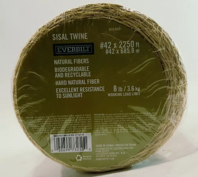 #21 x 300 ft. Twisted Sisal Rope Twine, Natural