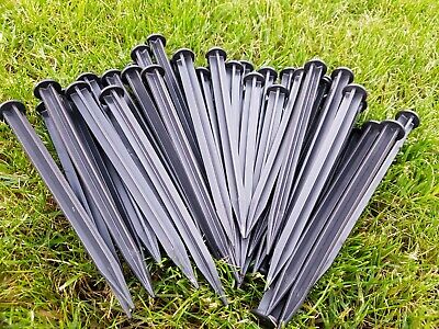 Garden Securing Pegs Weed Fabric Turf Cover Anchors Plastic STRONG 50 Pins