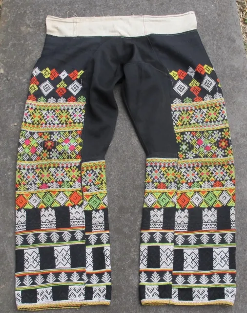 Thailand Hill Tribe Mien Yao pants. Traditional handmade textiles. Vintage 1960s