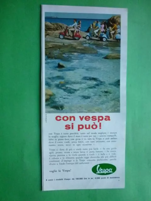 Vespa Piaggio 1966 Advertising Vintage With Vespa Si Can'Clipping Original